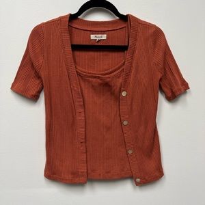 Madewell Rust Ribbed Cardigan and Tank Set